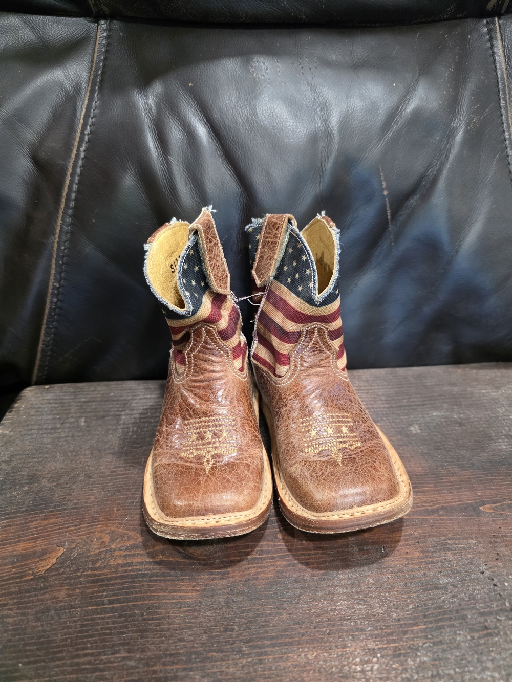 Roper Brown Kids Cowboy Boots with Flag Shaft